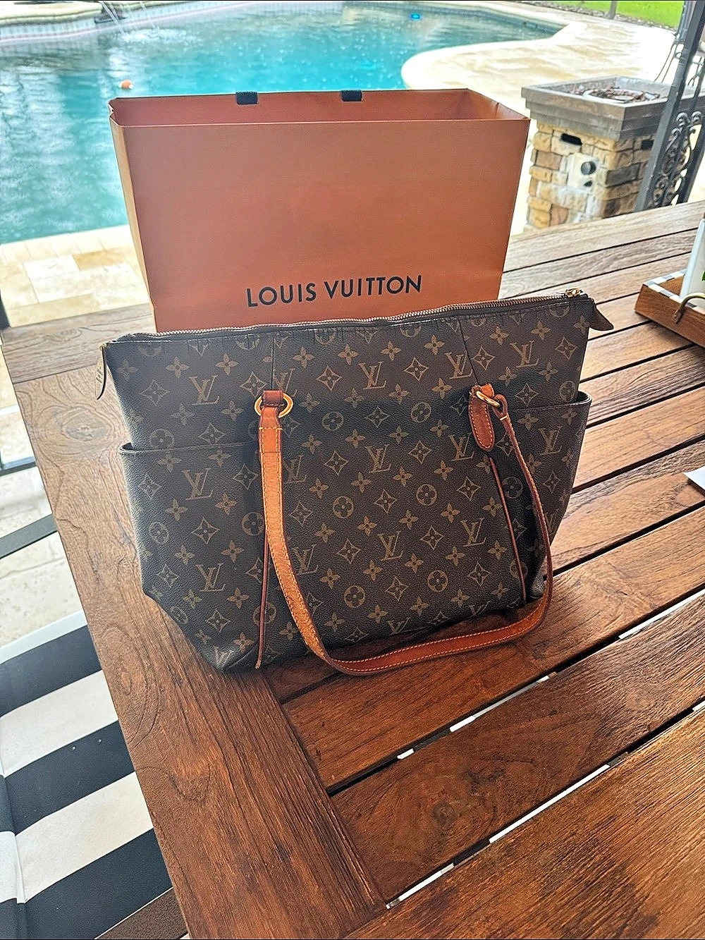 Louis Vuitton Monogram Cabas Mezzo Tote Brown